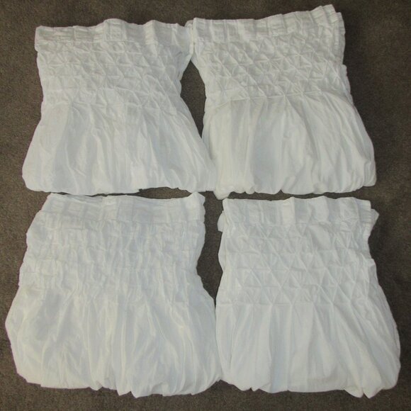 Lot of 4 Simply Shabby Chic WHITE Cotton Curtain Panels Smocked Top 38" x 80" - Picture 1 of 5
